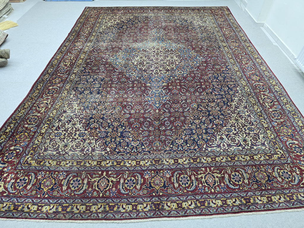 Antique Turkish Rug - HandKnotted Wool Vegetable Dyed Carpet /9,5x 12,8 feet