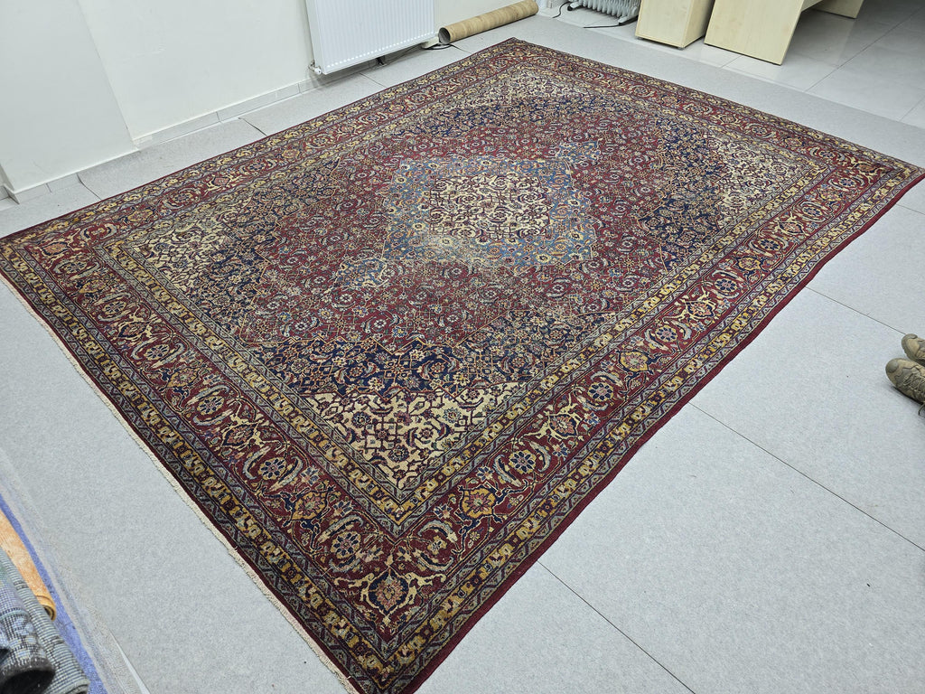 Antique Turkish Rug - HandKnotted Wool Vegetable Dyed Carpet /9,5x 12,8 feet