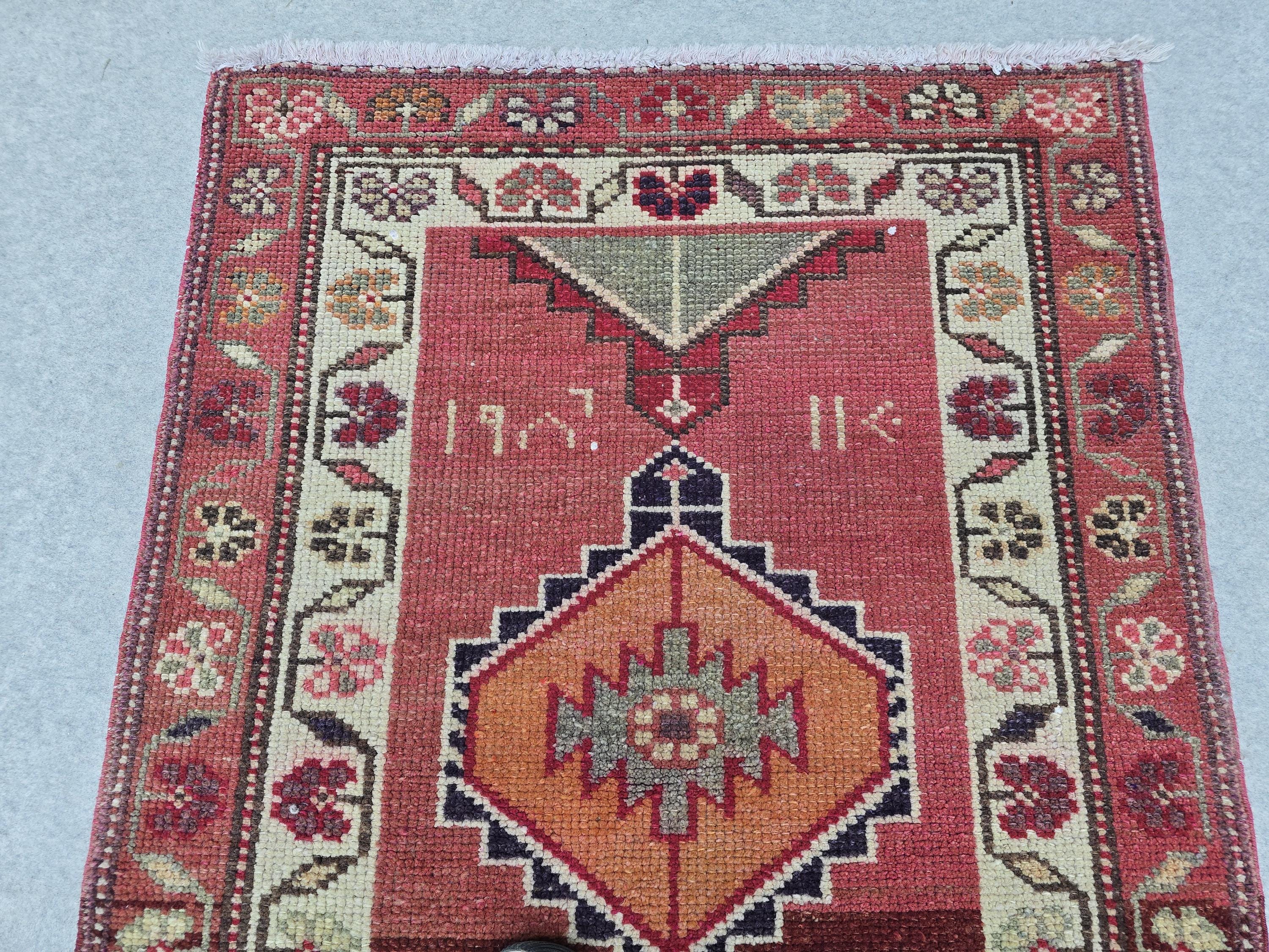 3x14 Vintage Wool Runner Rug for Kitchen and Long Hallway - hand Knotted Turkish Runner Rug - Muted Pastel Color Oushak Runner for Stairs